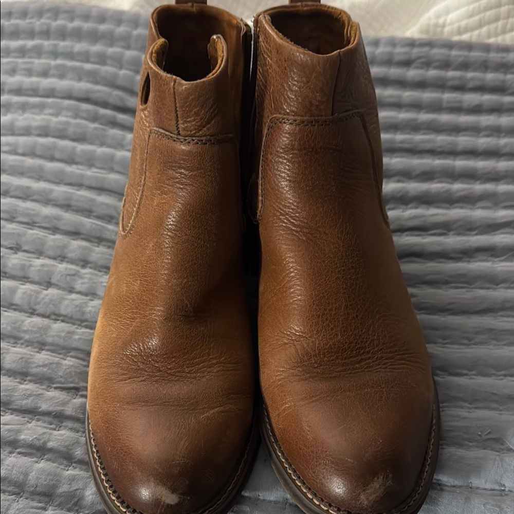 Franco Sarto Brown Leather Ankle Boots with Vintage Charm